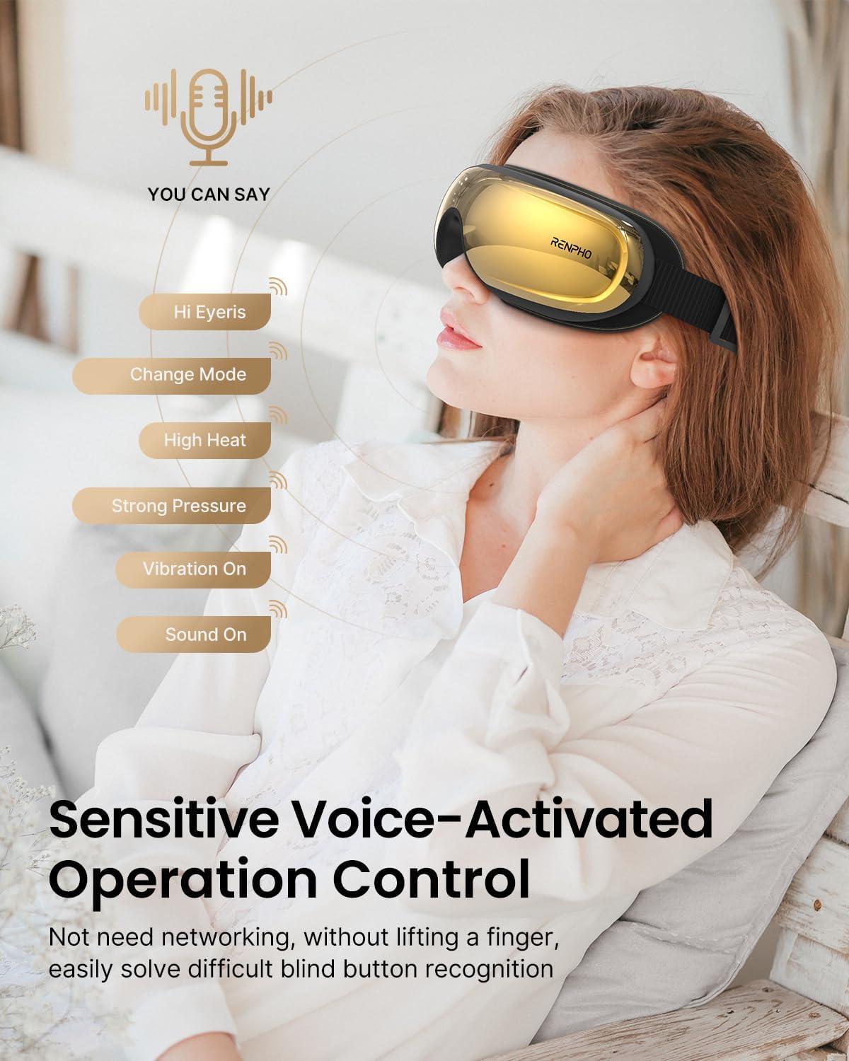 imageRENPHO Active Massage Gun Deep Tissue Percussion Mini Handheld Massager Gun Eyeris 3 Voice Controlled Eye Massager with Heat and Cooling