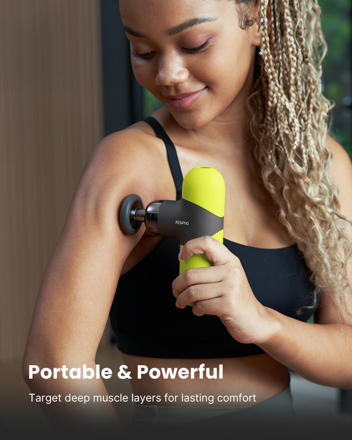 imageRENPHO Massage Gun Deep Tissue Muscle Percussion Massager Mini Thermal Massage Gun with Heat Portable Fashion Deep Tissue Percussion Massager