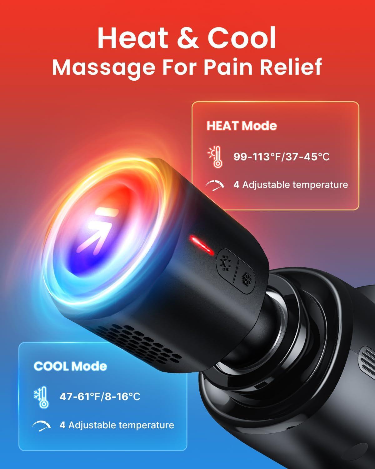 imageRENPHO Massage Gun Deep Tissue with Charging Stand Heat and Cold Head Eyeris 1 Eye Massager with Heat Sleep Eye Mask with Bluetooth Music