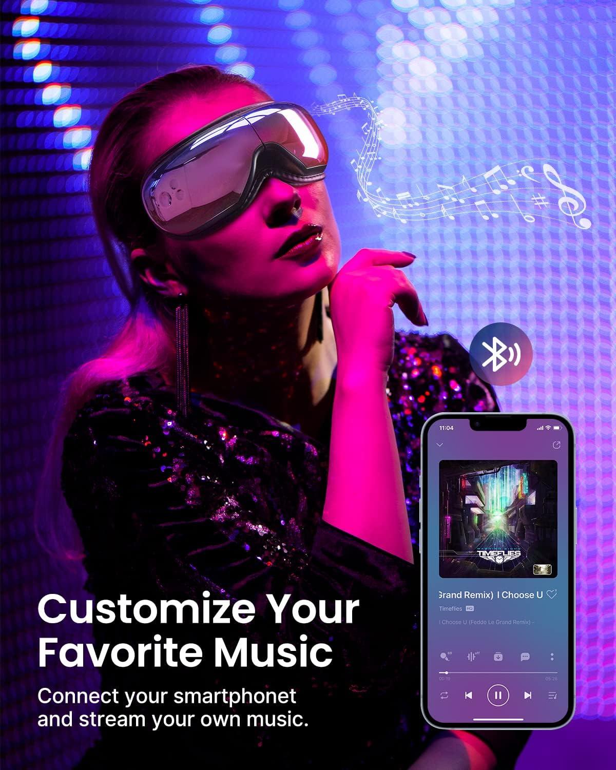 imageRENPHO Massage Gun Deep Tissue with Charging Stand Heat and Cold Head Eyeris 1 Eye Massager with Heat Sleep Eye Mask with Bluetooth Music