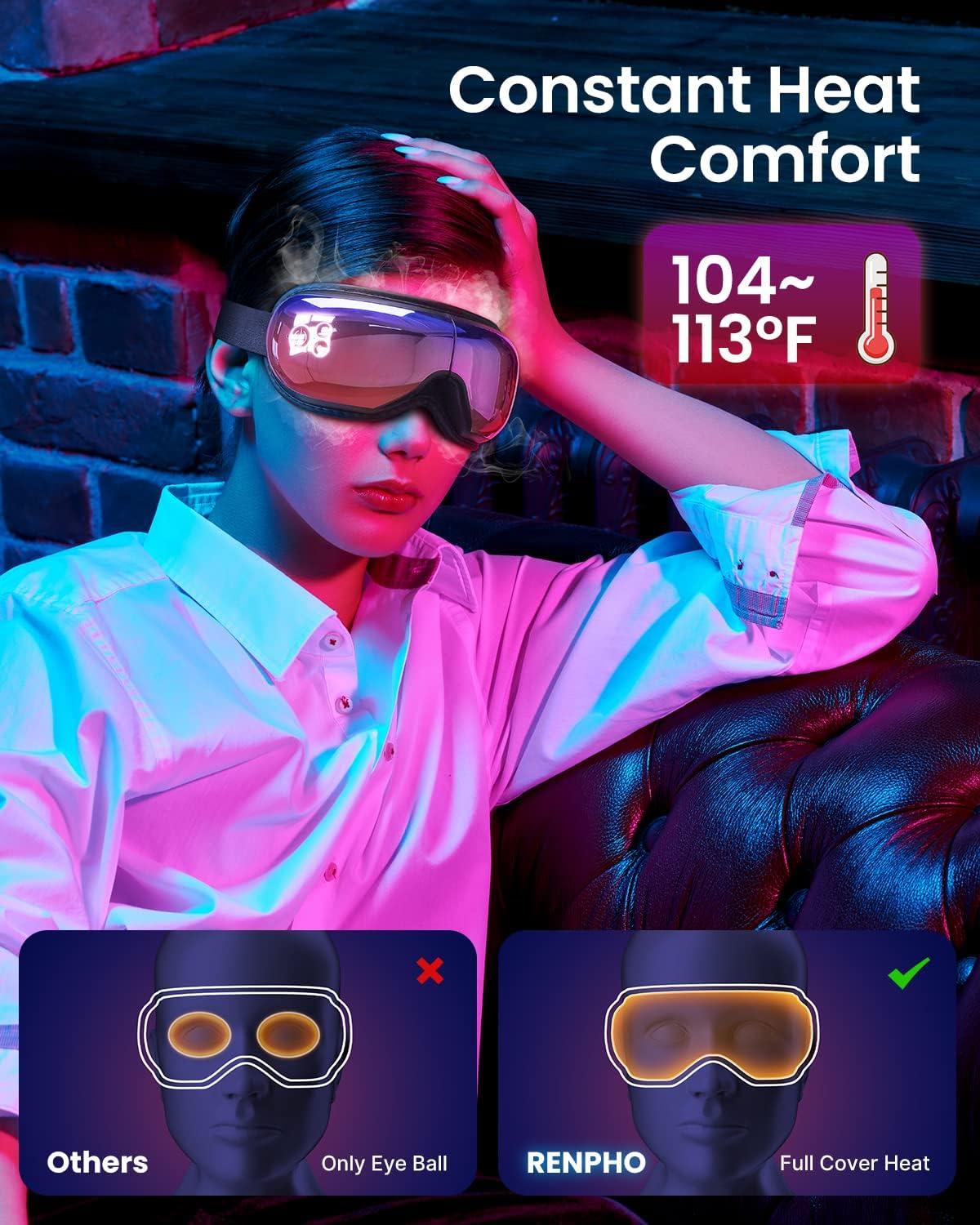 imageRENPHO Massage Gun Deep Tissue with Charging Stand Heat and Cold Head Eyeris 1 Eye Massager with Heat Sleep Eye Mask with Bluetooth Music