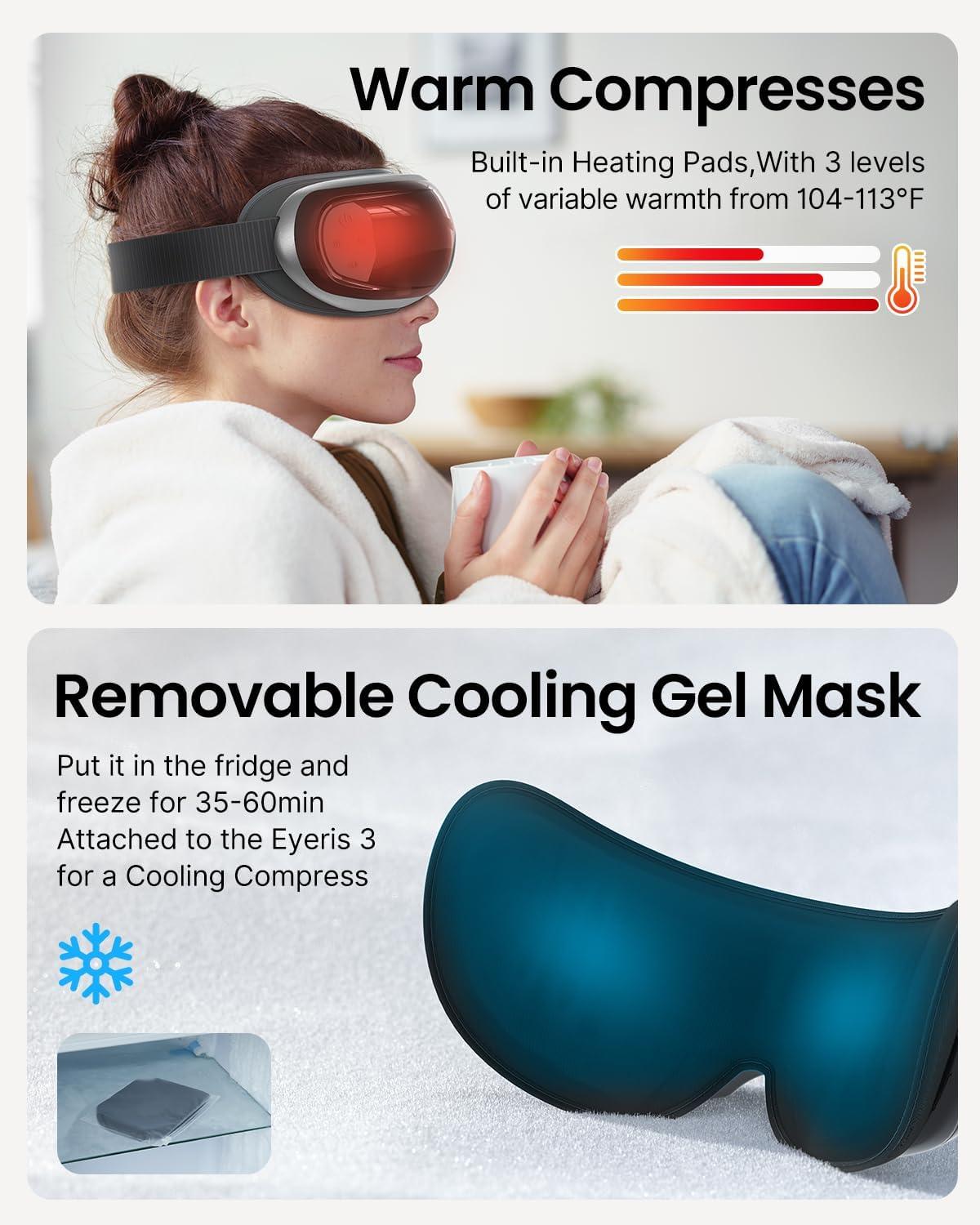 imageRENPHO Massage Gun Deep Tissue with Charging Stand Heat and Cold Head Eyeris 3 Eye Massager with Heat and Cooling for Migraines