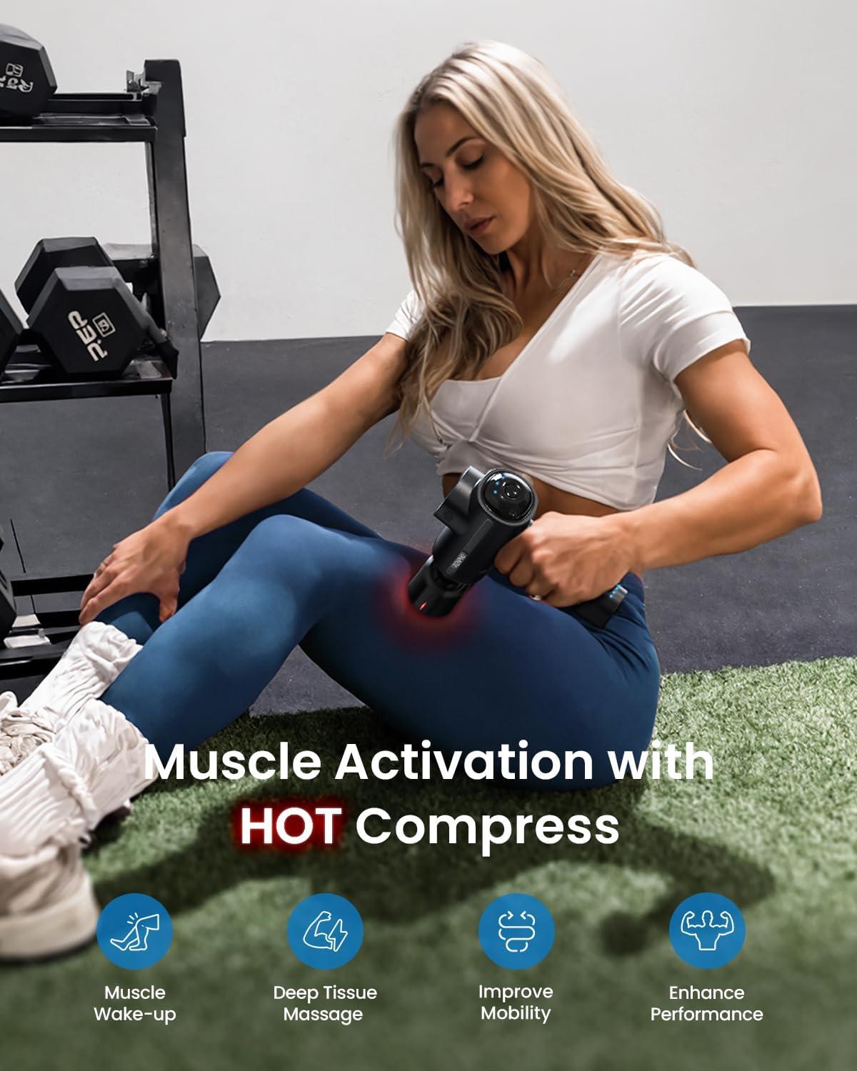 imageRENPHO Massage Gun Deep Tissue with Charging Stand Heat and Cold Head Eyeris 3 Eye Massager with Heat and Cooling for Migraines