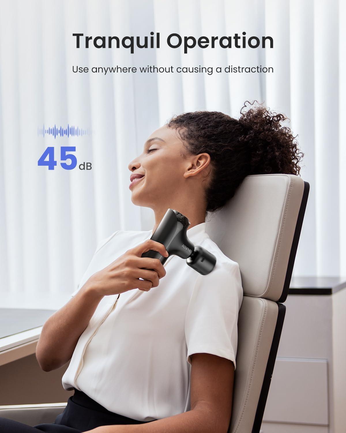 imageRENPHO Mini Thermacool Massage Gun with Heat and Cold Christmas Gifts for Women Men Portable Deep Tissue Heated Relief 5 Speed Settings Travel Massage Gun with Carry Case Quiet Back Massager