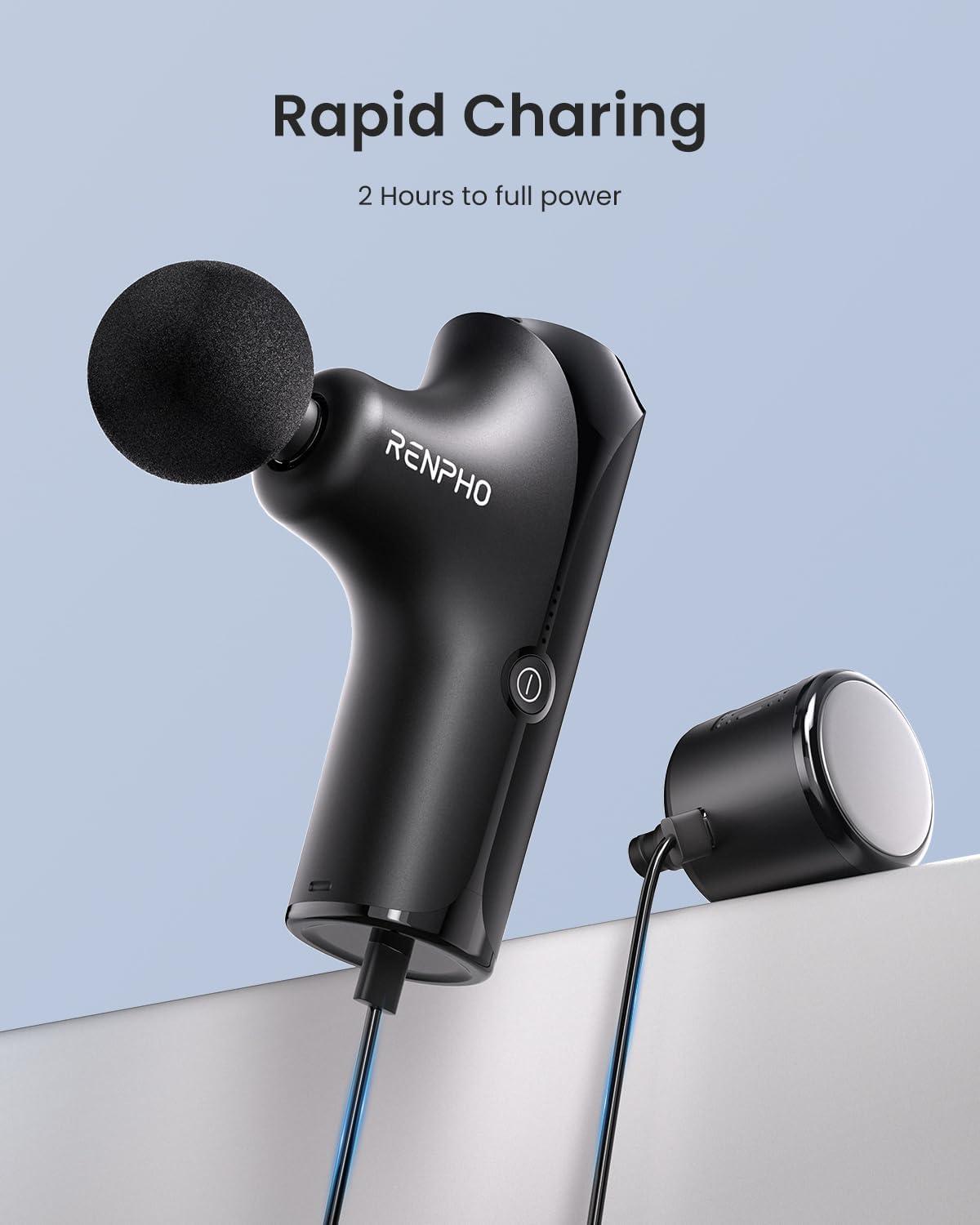 imageRENPHO Mini Thermacool Massage Gun with Heat and Cold Christmas Gifts for Women Men Portable Deep Tissue Heated Relief 5 Speed Settings Travel Massage Gun with Carry Case Quiet Back Massager