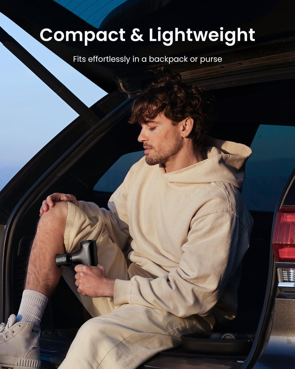 imageRENPHO Mini Thermacool Massage Gun with Heat and Cold Christmas Gifts for Women Men Portable Deep Tissue Heated Relief 5 Speed Settings Travel Massage Gun with Carry Case Quiet Back Massager