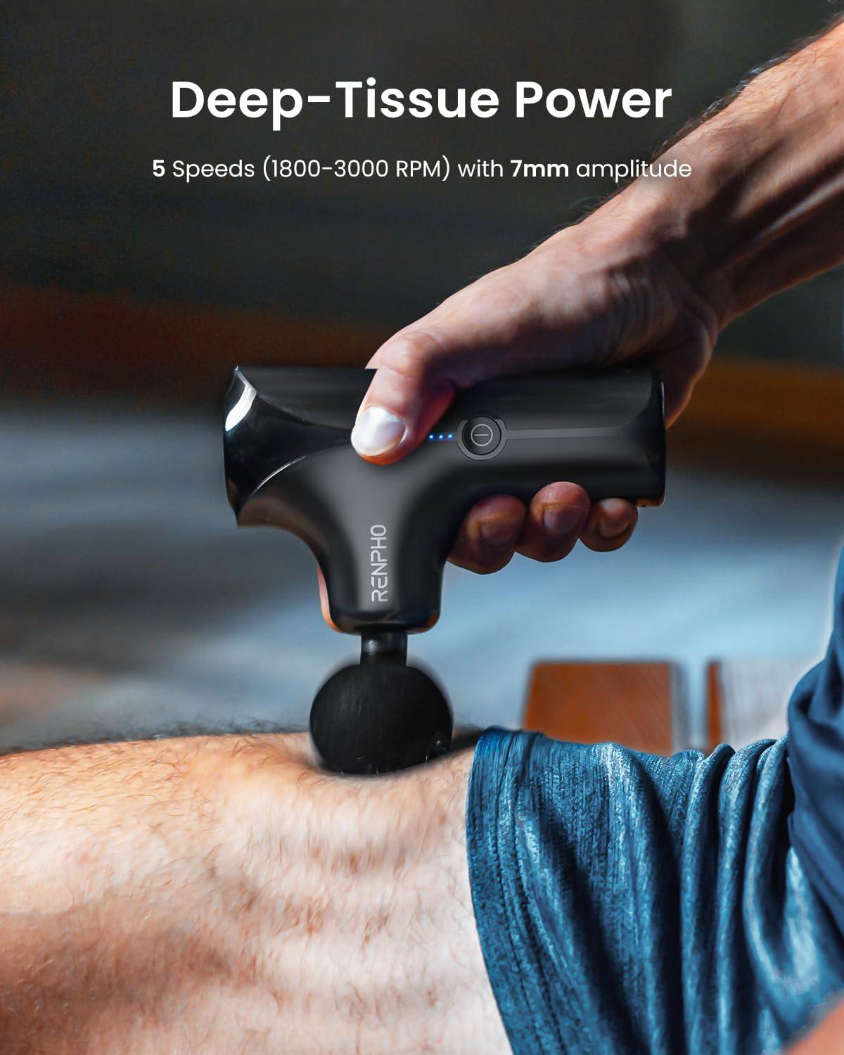 imageRENPHO Mini Thermacool Massage Gun with Heat and Cold Christmas Gifts for Women Men Portable Deep Tissue Heated Relief 5 Speed Settings Travel Massage Gun with Carry Case Quiet Back Massager