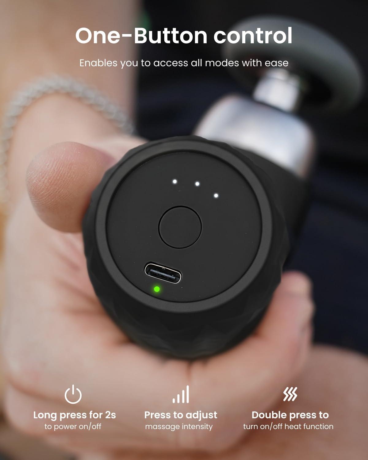 imageRENPHO Mini Thermal Massage Gun with Heat Portable Deep Tissue Percussion Massager Color Silicone Sleeves Travel Size with Carry CaseGreen and Black