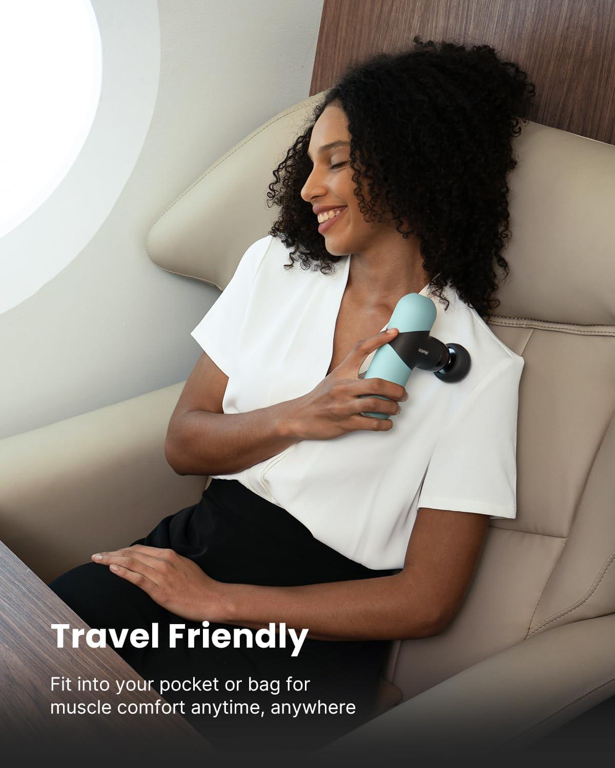 imageRENPHO Mini Thermal Massage Gun with Heat Portable Deep Tissue Percussion Massager Color Silicone Sleeves Travel Size with Carry CaseMint