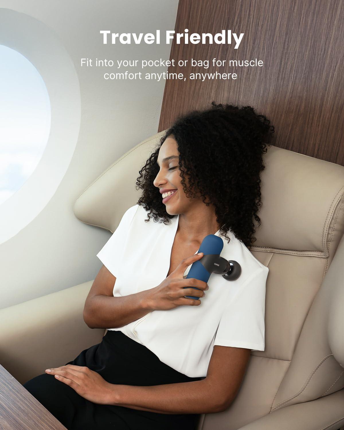 imageRENPHO Mini Thermal Massage Gun with Heat Portable Deep Tissue Percussion Massager Color Silicone Sleeves Travel Size with Carry CaseNavy