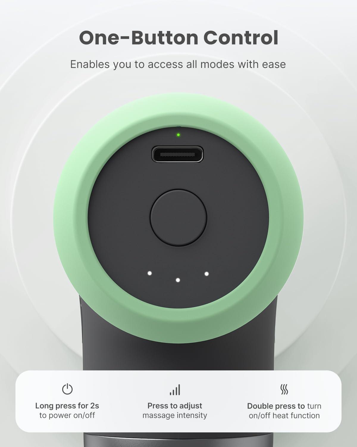 imageRENPHO Mini Thermal Massage Gun with Heat Portable Deep Tissue Percussion Massager Color Silicone Sleeves Travel Size with Carry CaseSpearmint