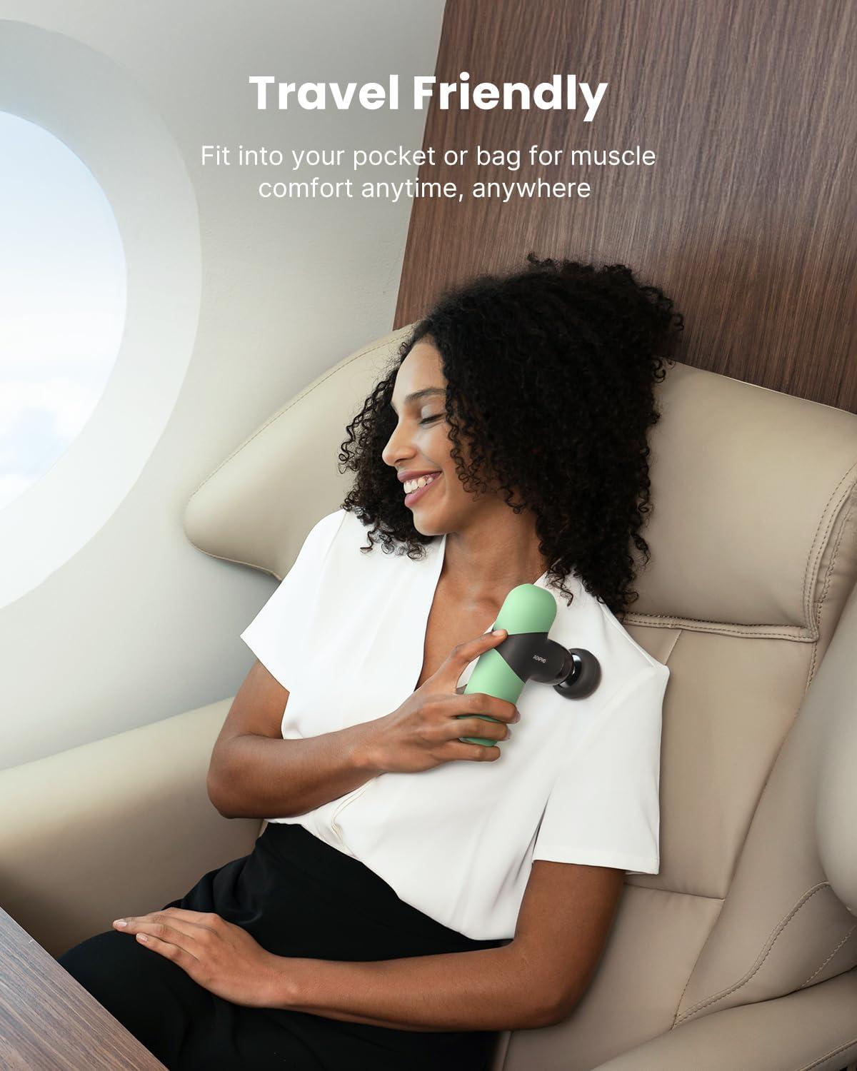 imageRENPHO Mini Thermal Massage Gun with Heat Portable Deep Tissue Percussion Massager Color Silicone Sleeves Travel Size with Carry CaseSpearmint