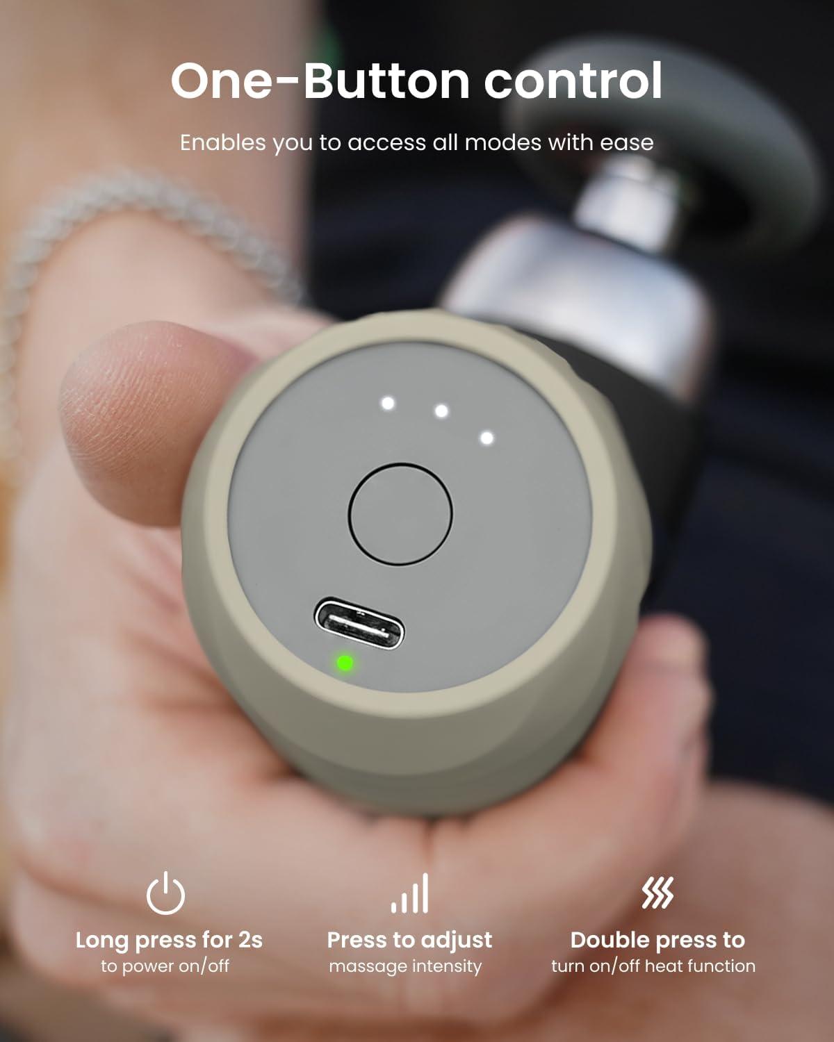 imageRENPHO Mini Thermal Massage Gun with Heat Portable Deep Tissue Percussion Massager Color Silicone Sleeves Travel Size with Carry CaseWhite