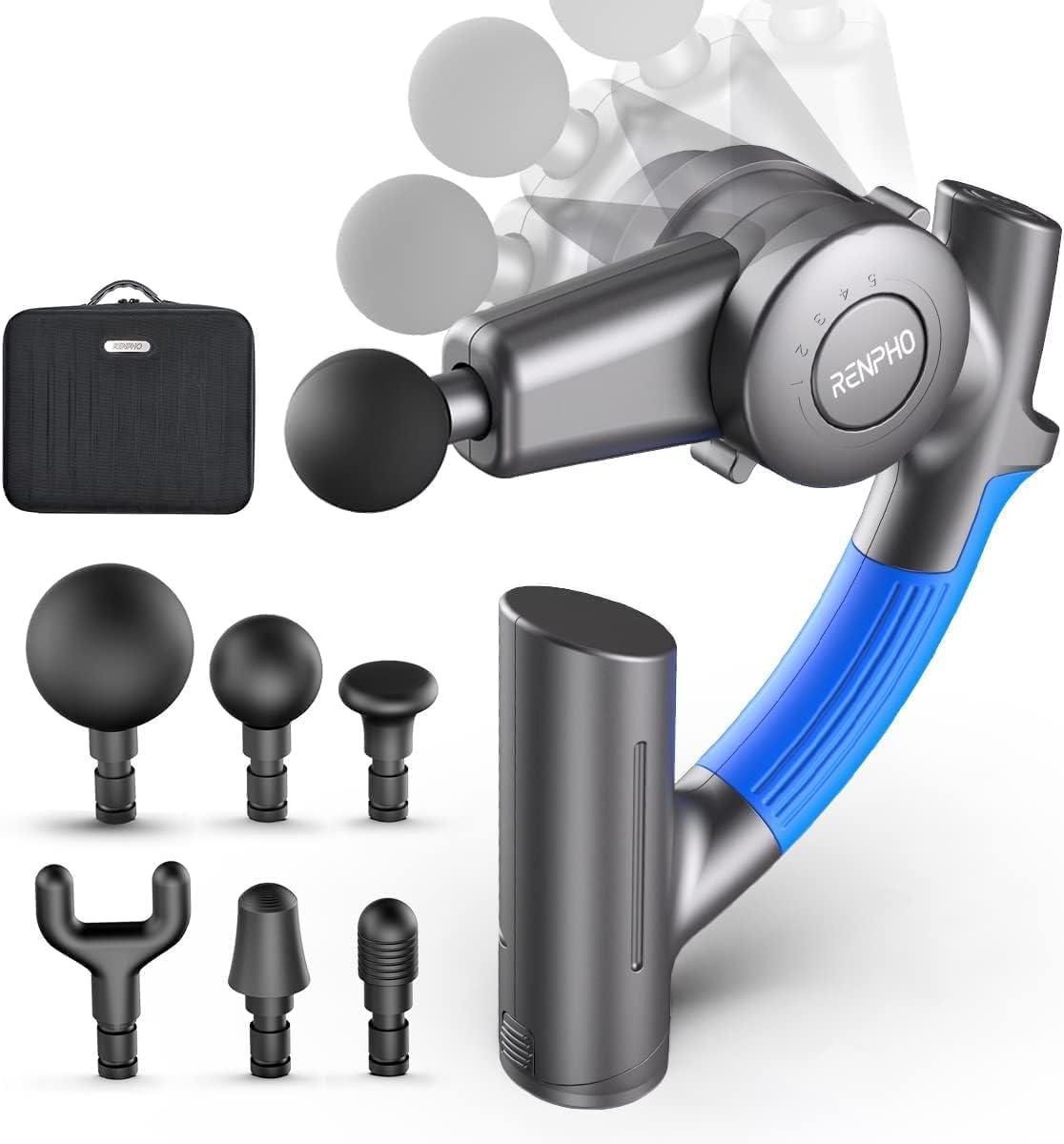 imageRENPHO Rechargeable Hand Held Deep Tissue Massager for Muscles R4 Massage Gun with Adjustable Arm