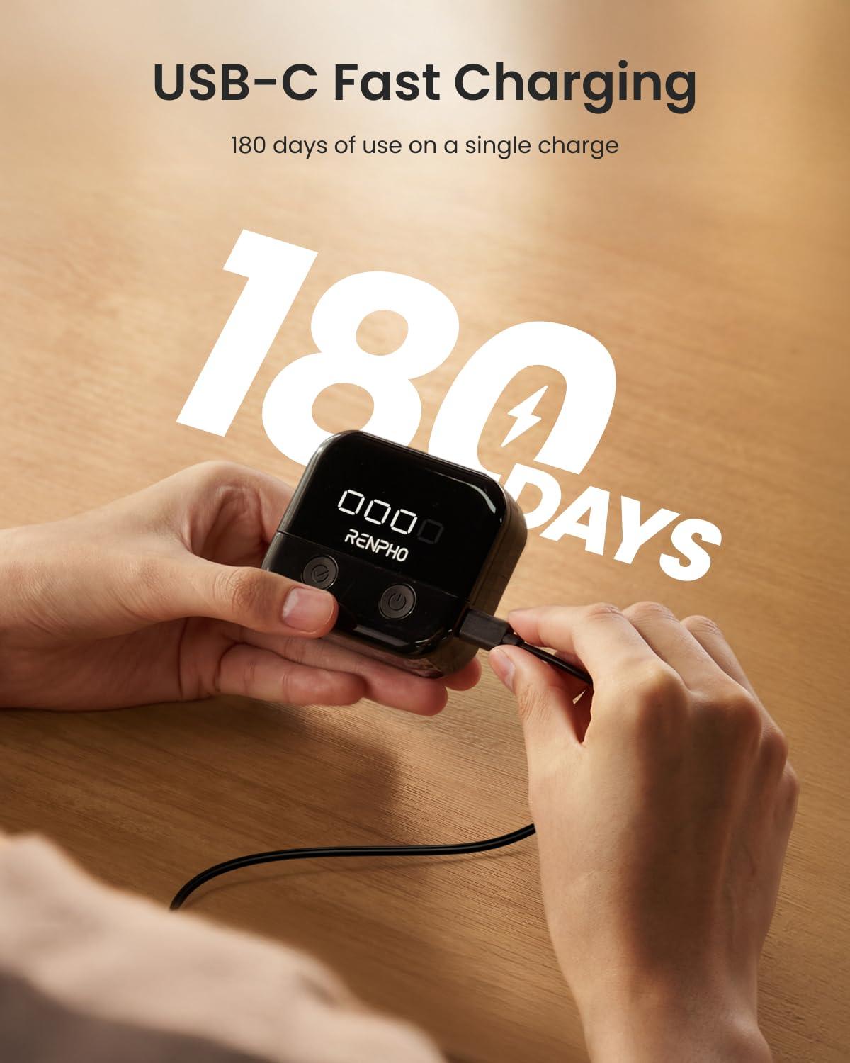 imageRENPHO Scale for Body Weight Smart Scale with BMI Body Fat Muscle Mas and Rechargeable Smart Body Measuring Tape with App