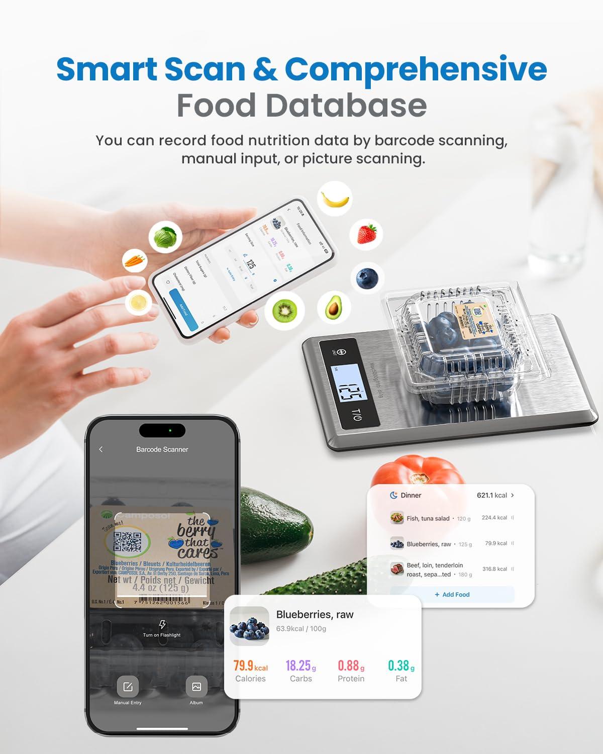 imageRENPHO Smart Body Measuring Tape RENPHO Digital Food Scale with Nutritional Calculator Smart Food Kitchen Scale