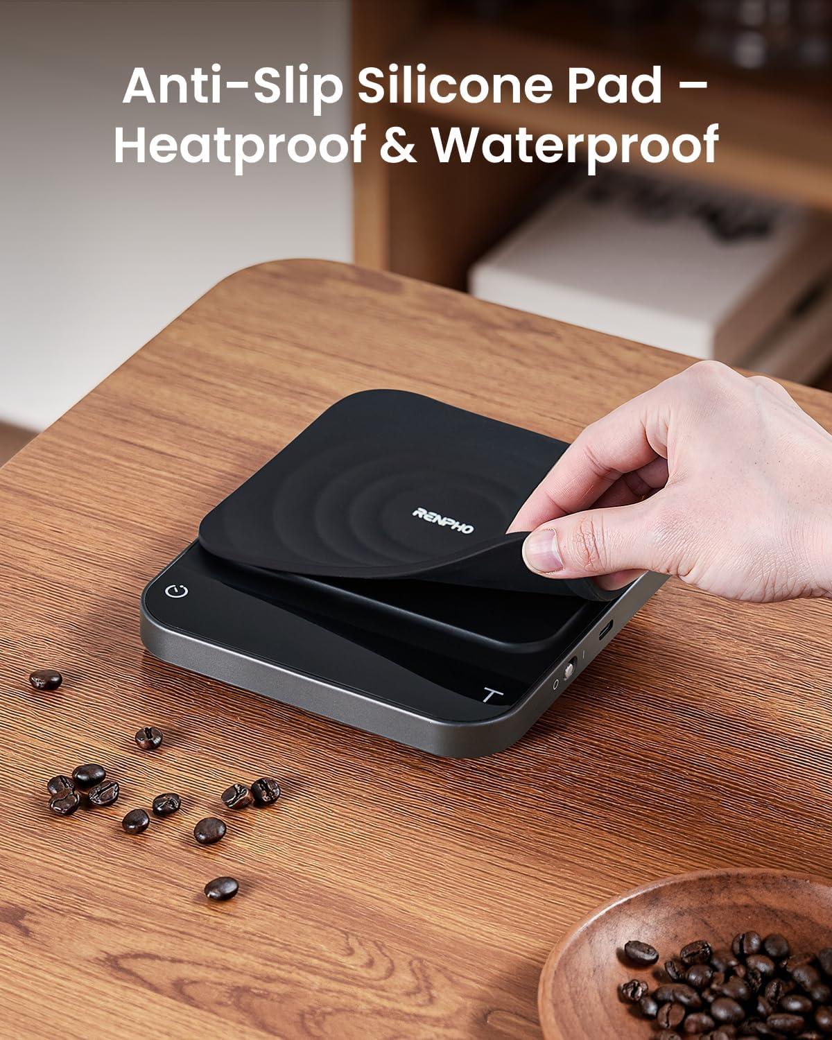 imageRENPHO Smart Scale for Body Weight Coffee Scale with Timer and Smart Body Measuring Tape