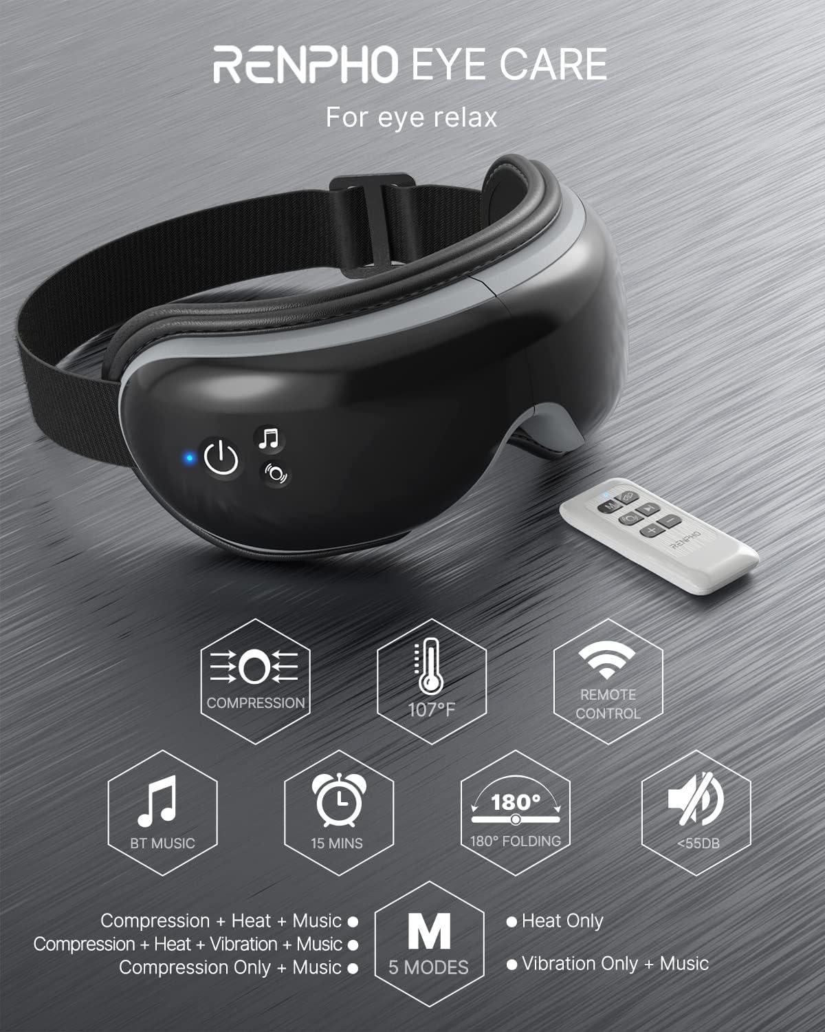 imageRENPHO Thermacool Massage Gun Deep Tissue with Heat and Cold Head Eyeris1 Eye Massager for Migraine with Remote Compression Bluetooth