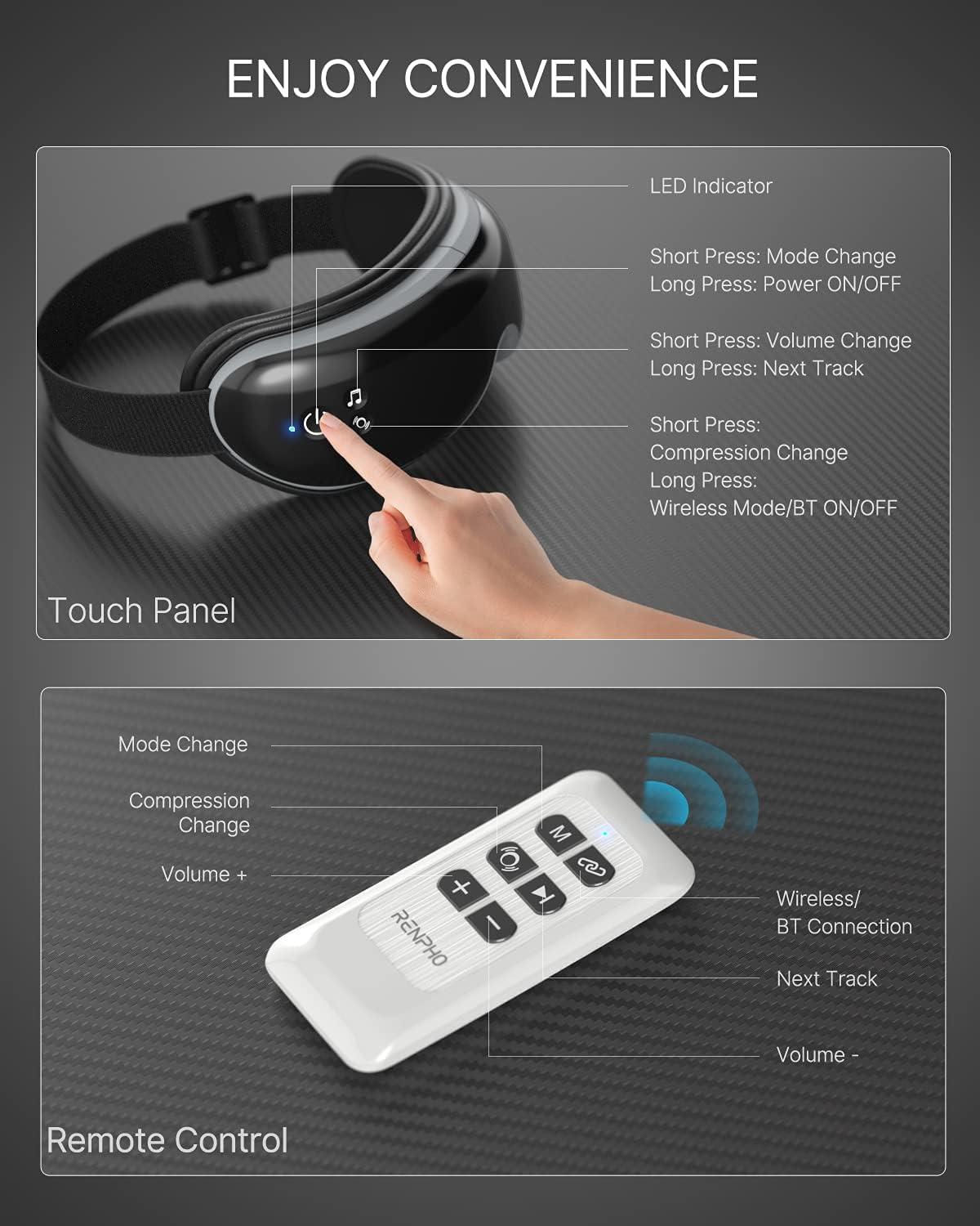 imageRENPHO Thermacool Massage Gun Deep Tissue with Heat and Cold Head Eyeris1 Eye Massager for Migraine with Remote Compression Bluetooth