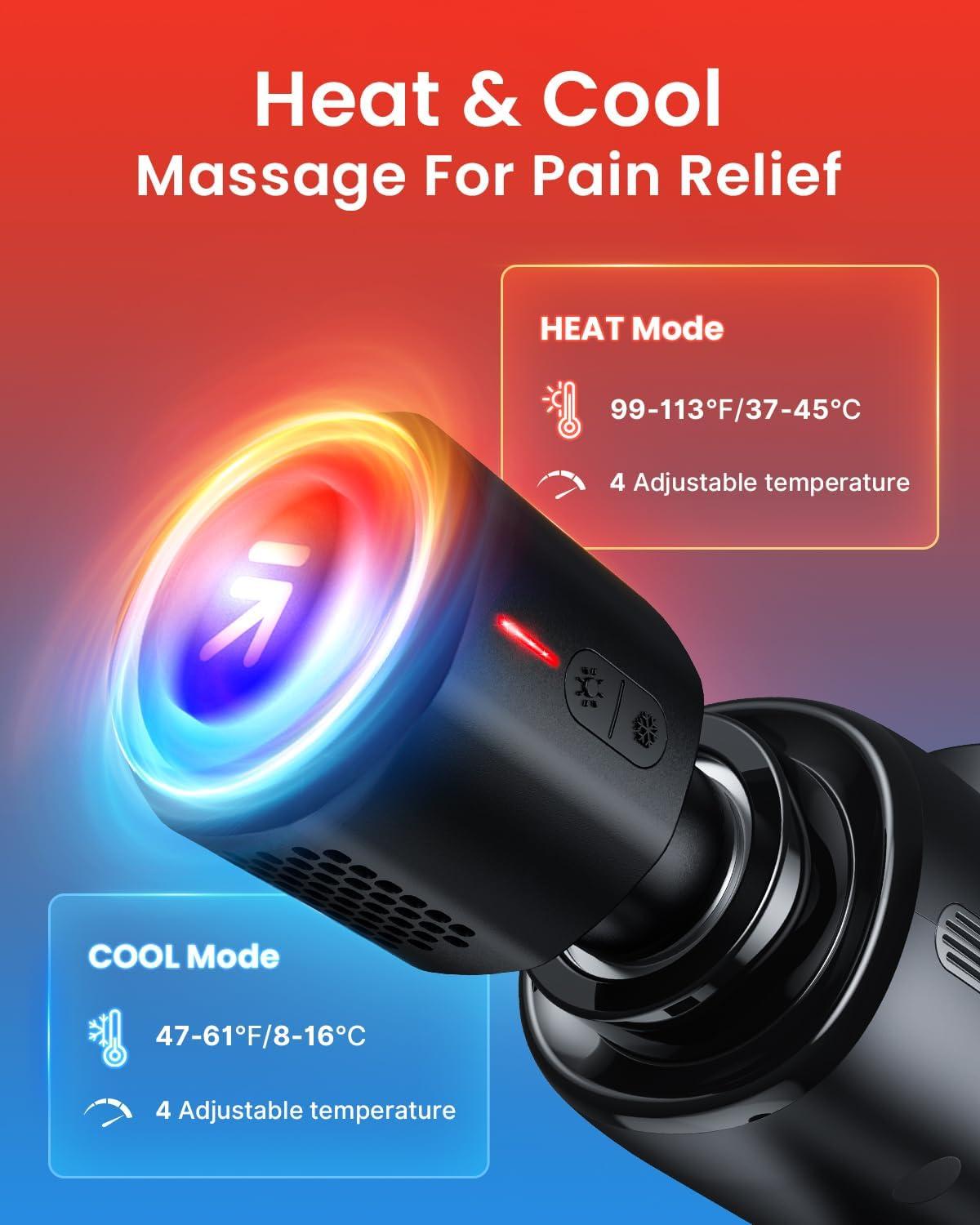 imageRENPHO Thermacool Massage Gun Deep Tissue with Heat and Cold Head Massage Gun Deep Tissue Muscle Percussion Massager Gun