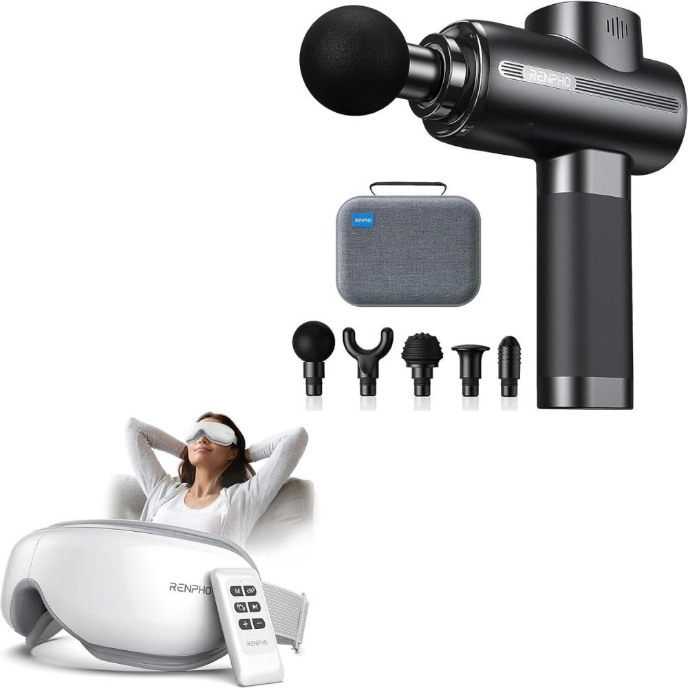 imageRENPHO Active Massage Gun Deep Tissue Percussion Mini Handheld Massager Gun Eye Massager for Migraines