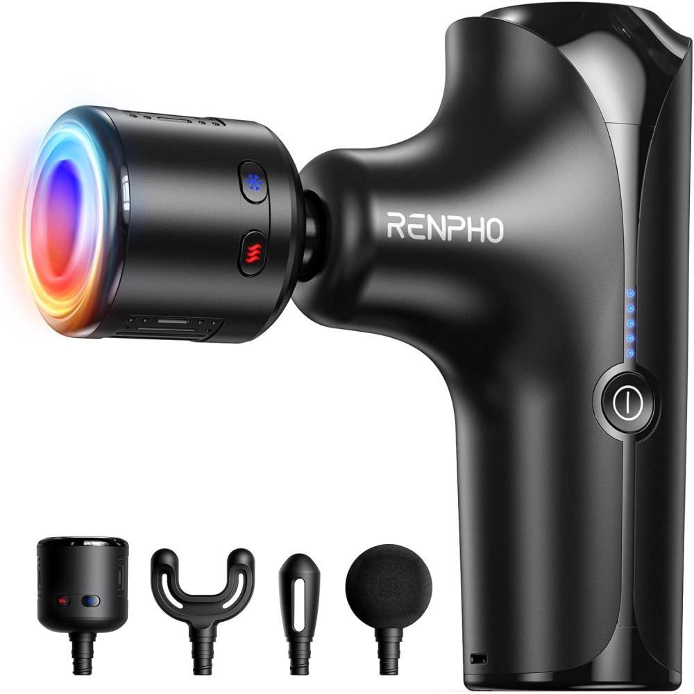 imageRENPHO Mini Thermacool Massage Gun with Heat and Cold Christmas Gifts for Women Men Portable Deep Tissue Heated Relief 5 Speed Settings Travel Massage Gun with Carry Case Quiet Back Massager