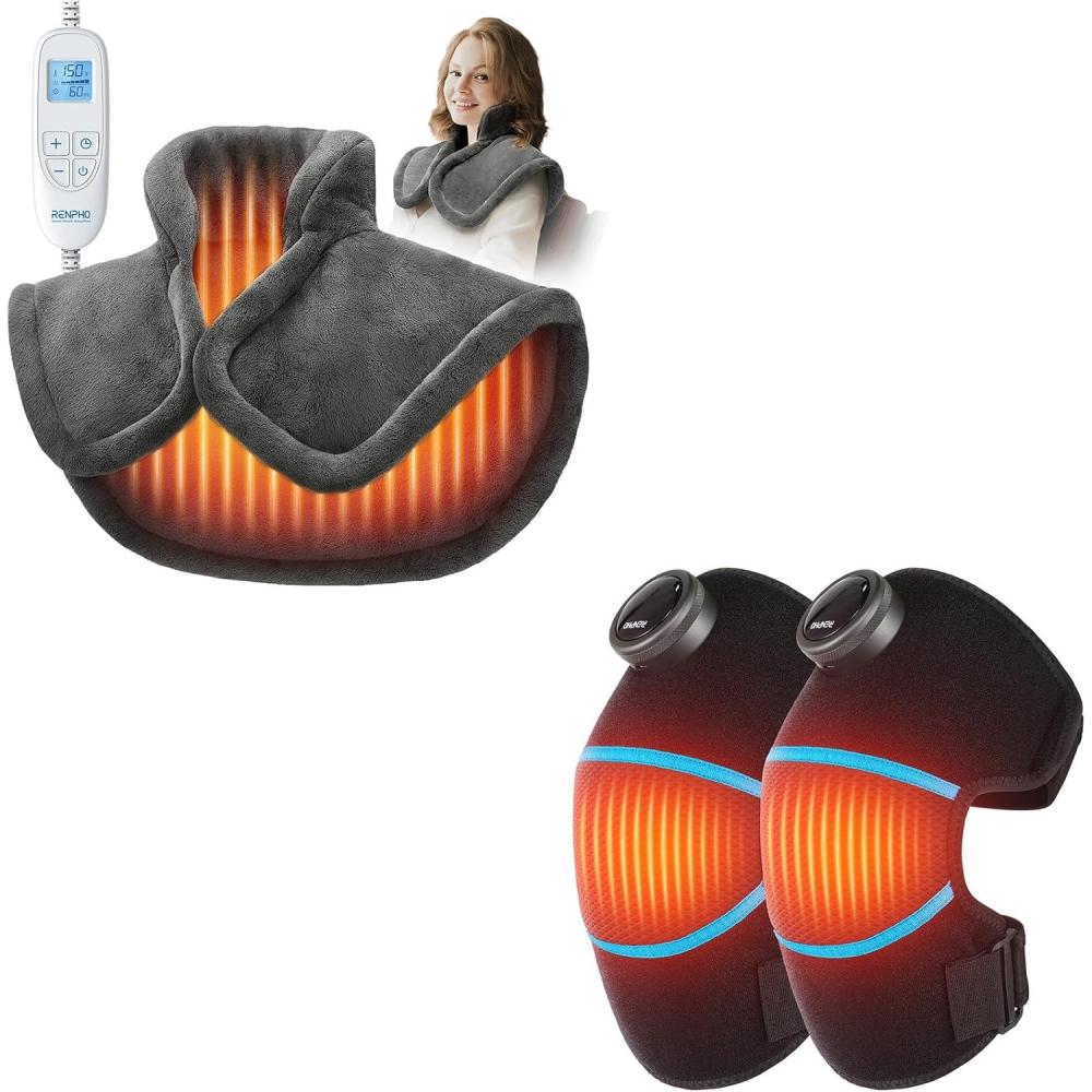 imageRENPHO Neck Shoulder Heating pad ampamp Heating Pad for Knee