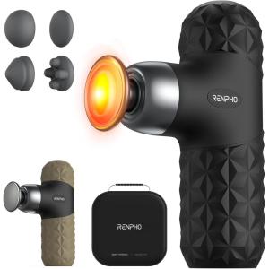 imageRENPHO Mini Thermal Massage Gun with Heat Portable Deep Tissue Percussion Massager Color Silicone Sleeves Travel Size with Carry CaseGreen and Black