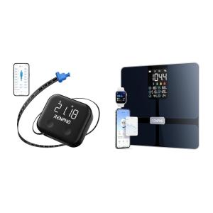 imageRENPHO Scale for Body Weight Smart Scale with BMI Body Fat Muscle Mas and Rechargeable Smart Body Measuring Tape with App