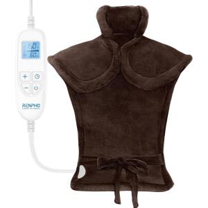 imageRENPHO King Size Heating Pad for Back Valentines Day Gifts for Her Him ampamp Birthday Gifts for Men Women FSA Eligible 24quotx37quot XL Large Heat Pad for Neck and Shoulders ETL Certified Dark BlueDark Brown