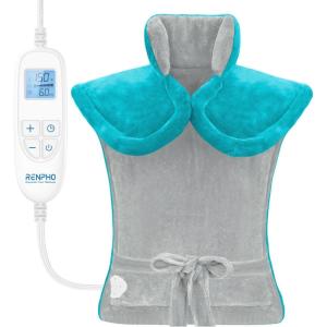 imageRENPHO King Size Heating Pad for Back Valentines Day Gifts for Her Him ampamp Birthday Gifts for Men Women FSA Eligible 24quotx37quot XL Large Heat Pad for Neck and Shoulders ETL Certified Dark BlueGray Green