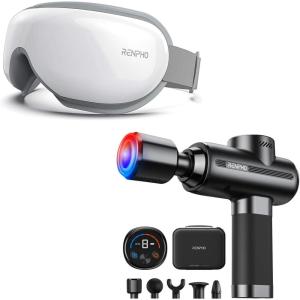 imageRENPHO Eye Massager with HeatActive Thermacool 2 Massage Gun with Heat and Cold