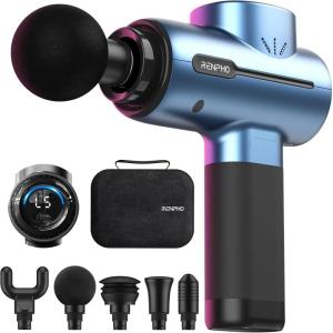 imageRENPHO Massage Gun Deep Tissue Portable Percussion Massager for Back and Neck Gifts for Men and Women Handheld Device with Carry Case ActiveActive Blue