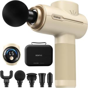 imageRENPHO Massage Gun Deep Tissue Portable Percussion Massager for Back and Neck Gifts for Men and Women Handheld Device with Carry Case ActiveActive Tan