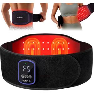 image:imageRENPHO Cordless Heating Pad for Back Pain Red Light Therapy Belt for Low Back Waist Shoulder Sweatproof TPU Cover Vibration Timer Adjustable Strap Mothers Day Birthday Gifts for Women Men Mom