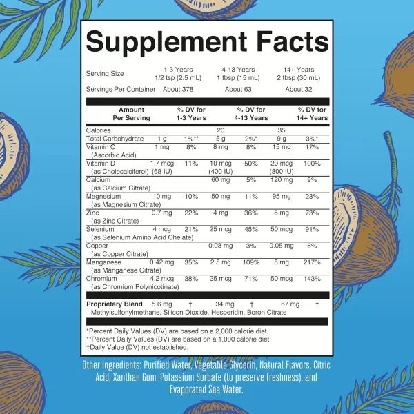 Extra Strength Nighttime Liquid Multimineral Sleep Supplement  Sugar Free  Calm Magnesium Citrate Sleep  NO Melatonin  Calcium Magnesium Zinc  Available in 4 Flavors  Vegan  32 ServingsCoconut