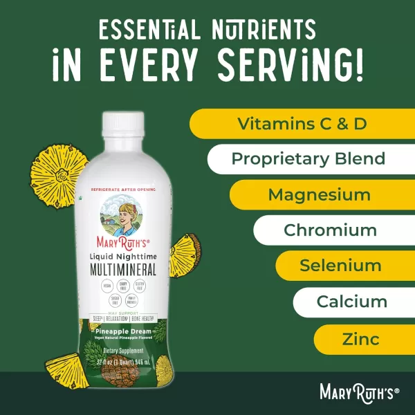 Extra Strength Nighttime Liquid Multimineral Sleep Supplement  Sugar Free  Calm Magnesium Citrate Sleep  NO Melatonin  Calcium Magnesium Zinc  Available in 4 Flavors  Vegan  32 ServingsPineapple