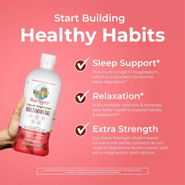 Extra Strength Nighttime Liquid Multimineral Sleep Supplement  Sugar Free  Calm Magnesium Citrate Sleep  NO Melatonin  Calcium Magnesium Zinc  Available in 4 Flavors  Vegan  32 ServingsCranberry