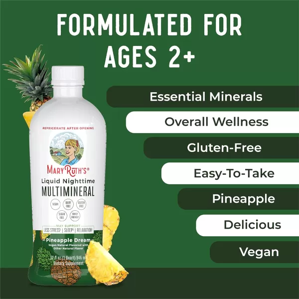 Extra Strength Nighttime Liquid Multimineral Sleep Supplement  Sugar Free  Calm Magnesium Citrate Sleep  NO Melatonin  Calcium Magnesium Zinc  Available in 4 Flavors  Vegan  32 ServingsPineapple