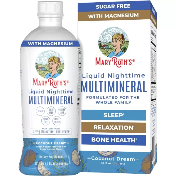 Extra Strength Nighttime Liquid Multimineral Sleep Supplement  Sugar Free  Calm Magnesium Citrate Sleep  NO Melatonin  Calcium Magnesium Zinc  Available in 4 Flavors  Vegan  32 ServingsCoconut