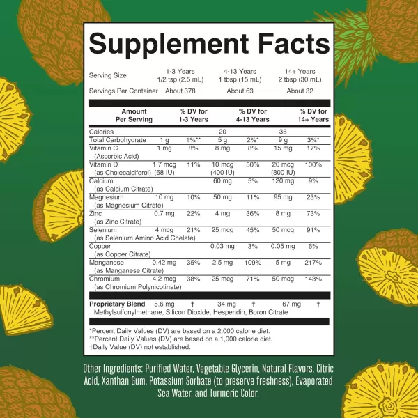 Extra Strength Nighttime Liquid Multimineral Sleep Supplement  Sugar Free  Calm Magnesium Citrate Sleep  NO Melatonin  Calcium Magnesium Zinc  Available in 4 Flavors  Vegan  32 ServingsPineapple