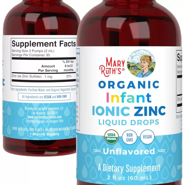 MaryRuth Organics Infant Liquid Ionic Zinc with Organic Glycerin Zinc Sulfate for Immune Support Vegan Formulated for Ages 012 Months 1 Month Supply 2 Fl Oz