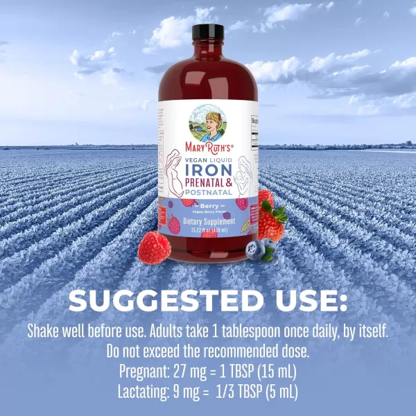 MaryRuth Organics  Liquid Iron Supplement Prenatal ampamp Postnatal for Pregnant ampamp Lactating  Iron Deficiency  Immune Support  SugarGluten Free  Vegan  NonGMO  1522 Fl OzVegan Natural Berry