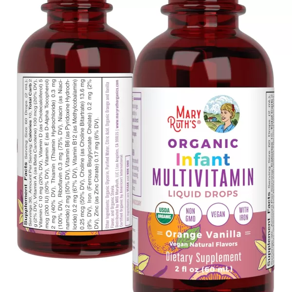 MaryRuth Organics Multivitamin ampamp Multimineral with Iron for Infants  USDA Organic  Sugar Free  Liquid Vitamins for Babies 612 Months  Immune Support ampamp Overall Wellness  Vegan  NonGMO  2 Fl OzVanilla Orange