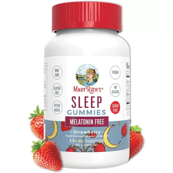 MaryRuth Organics Sleep Gummies  Sugar Free  NO Melatonin  L Theanine Lemon Balm Chamomile Vitamin B6  Relaxation ampamp Sleep Support for Adult  Vegan  NonGMO  Gluten Free  60 Count