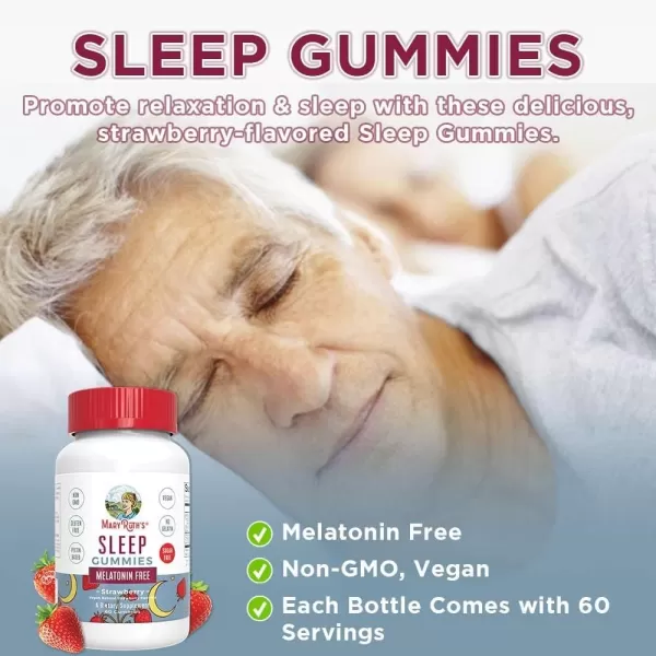 MaryRuth Organics Sleep Gummies  Sugar Free  NO Melatonin  L Theanine Lemon Balm Chamomile Vitamin B6  Relaxation ampamp Sleep Support for Adult  Vegan  NonGMO  Gluten Free  60 Count