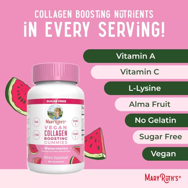 MaryRuth Organics Vegan Collagen for Women ampamp Men Collagen Boosting Gummies Skin Care Lysine Vitamin C Vitamin A Amla Supplement for Hair ampamp Skin Vegan NonGMO Gluten Free 90 ServingsWatermelon