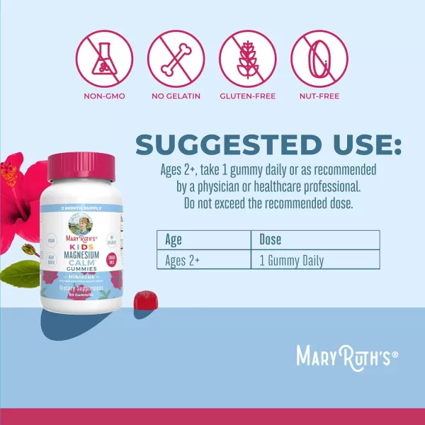 MaryRuths Multivitamin Strawberry and Magnesium Calm Gummies Hibiscus for Kids  Clean Label Project Verified  Vitamins for Overall Wellness and Sleep Vegan NonGMO Gluten Free