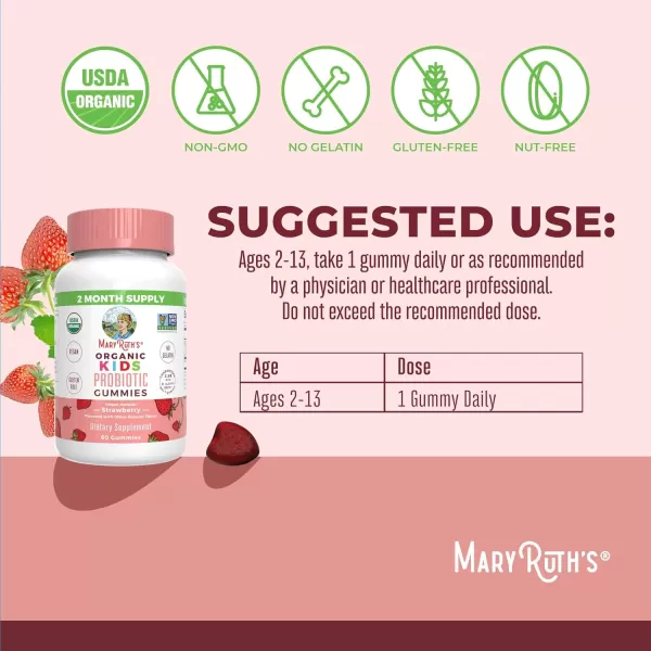 MaryRuths Multivitamin and Probiotic Gummies Strawberry for Kids  Clean Label Project Verified  Vitamins for Gut Health Immunity ampamp Overall Wellness  Vegan NonGMO Gluten Free