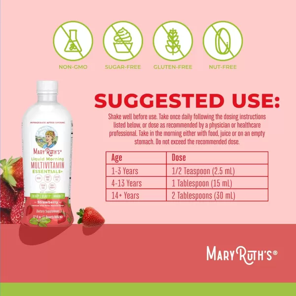 Multivitamin Multimineral for Women Men ampamp Kids by MaryRuths  No Added Sugar  Vegan Liquid Vitamins for Adults ampamp Kids  Mens Womens Multivitamin  Energy ampamp Beauty Booster  32oz Package May VaryStrawberry